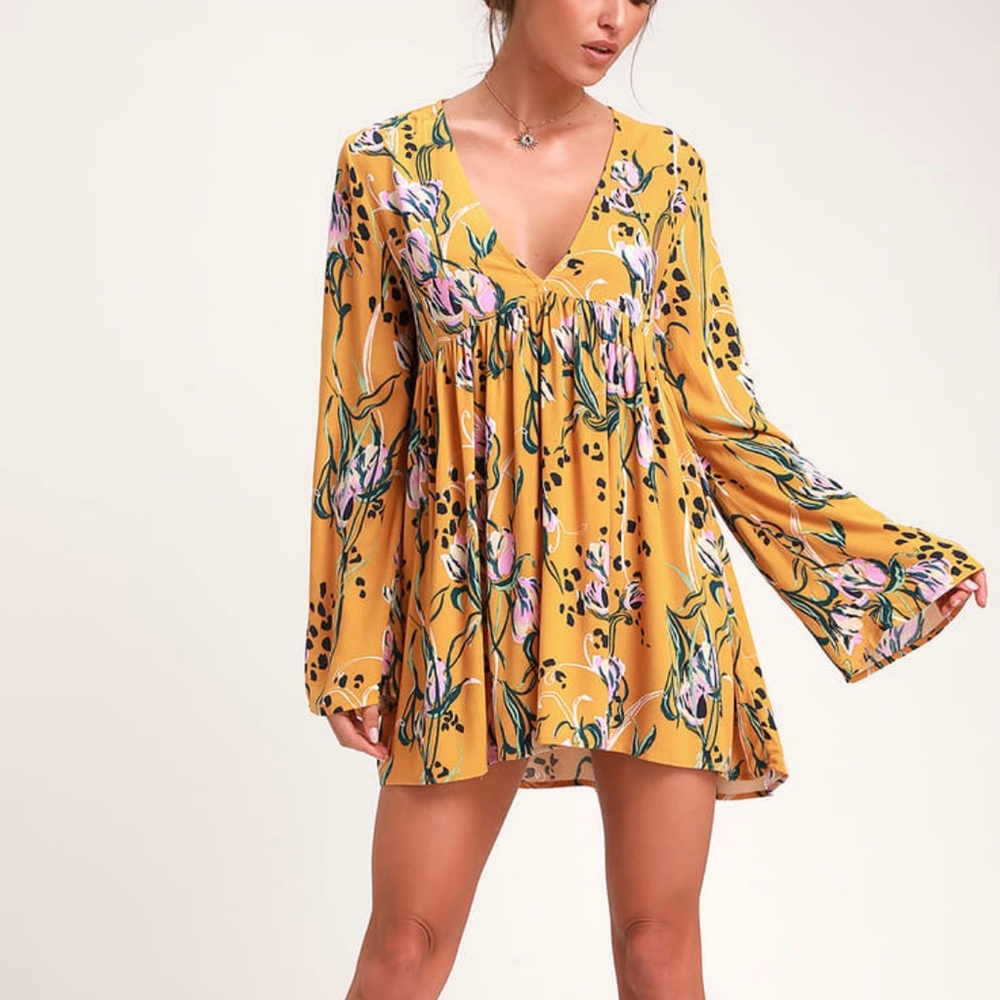 Free people Bella golden yellow floral tunic